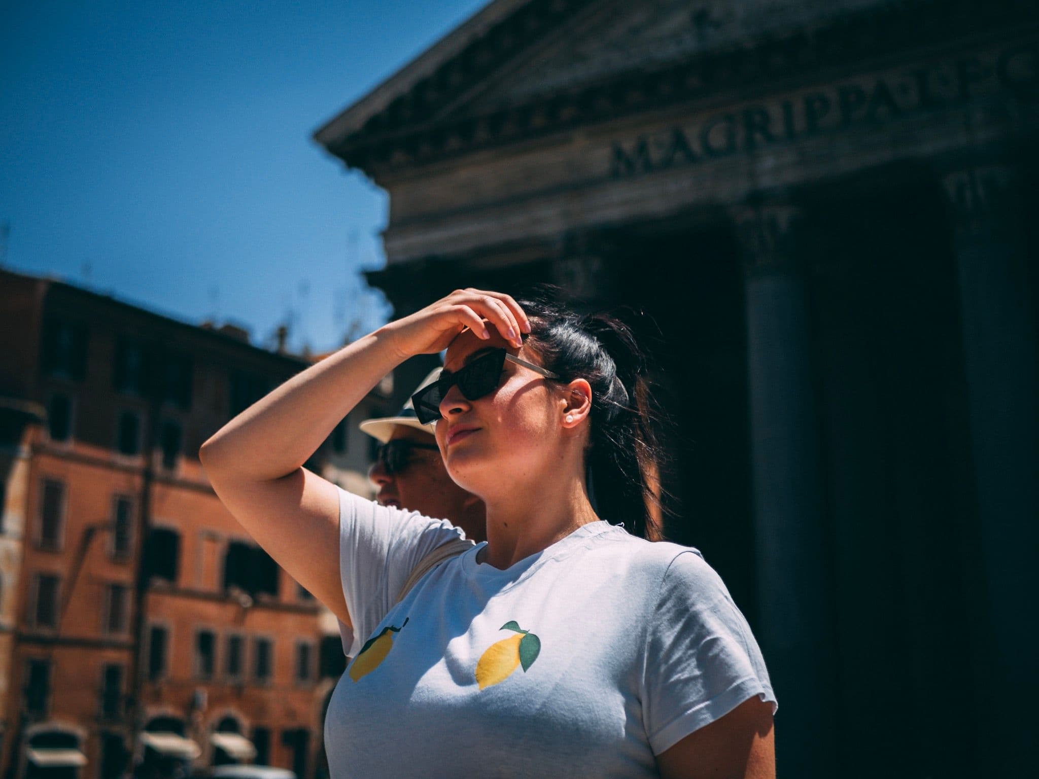 Staring into the distance outside the Pantheon